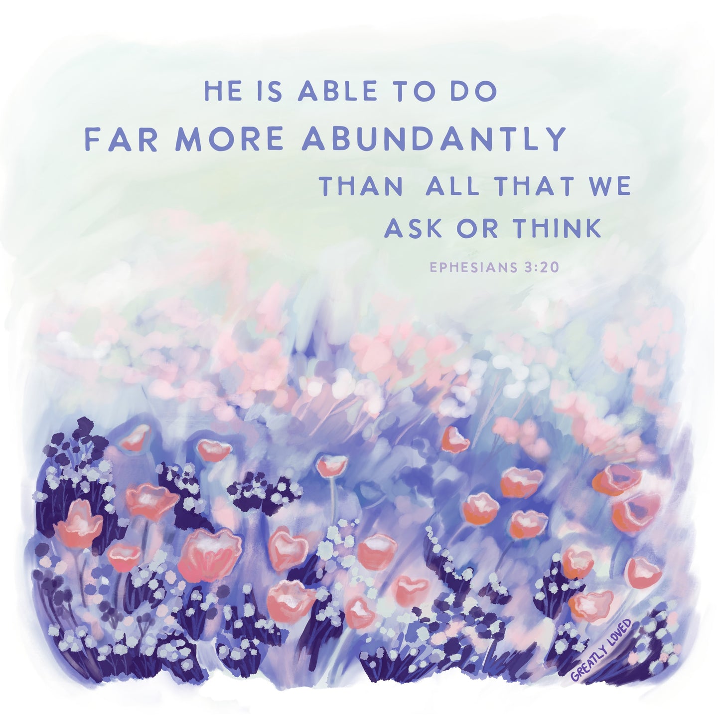 "He is Able" Ephesians 3:20 Square Art Print
