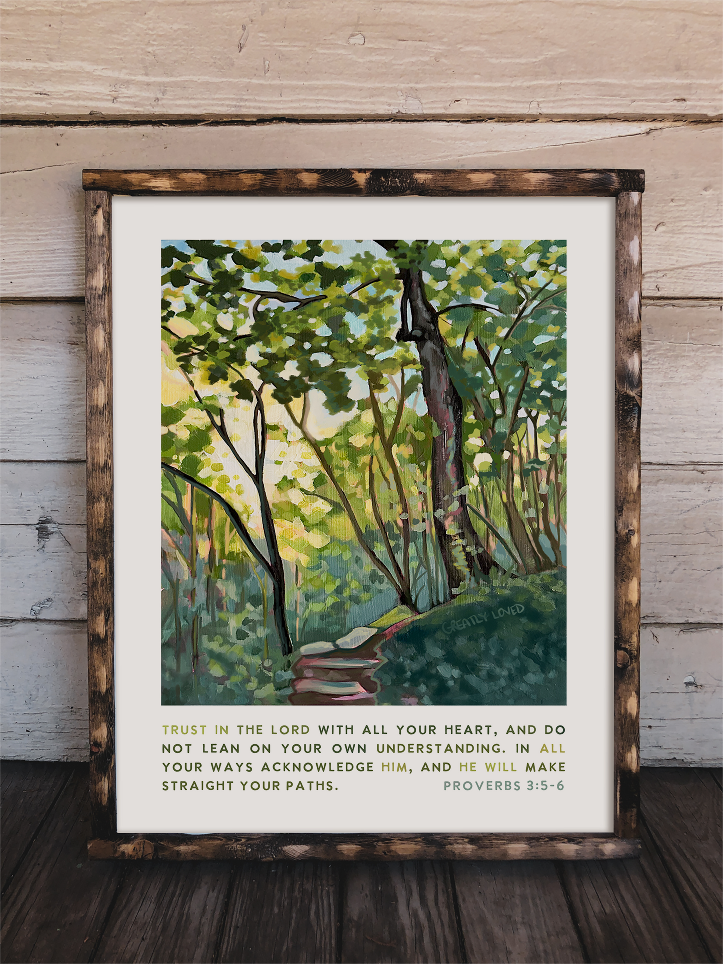 "Wooded Path" Proverbs 3:5-6 Vertical Art Print
